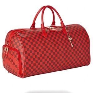 Sprayground Sharks in Paris Duffle (Red Checkered Edition) bag
